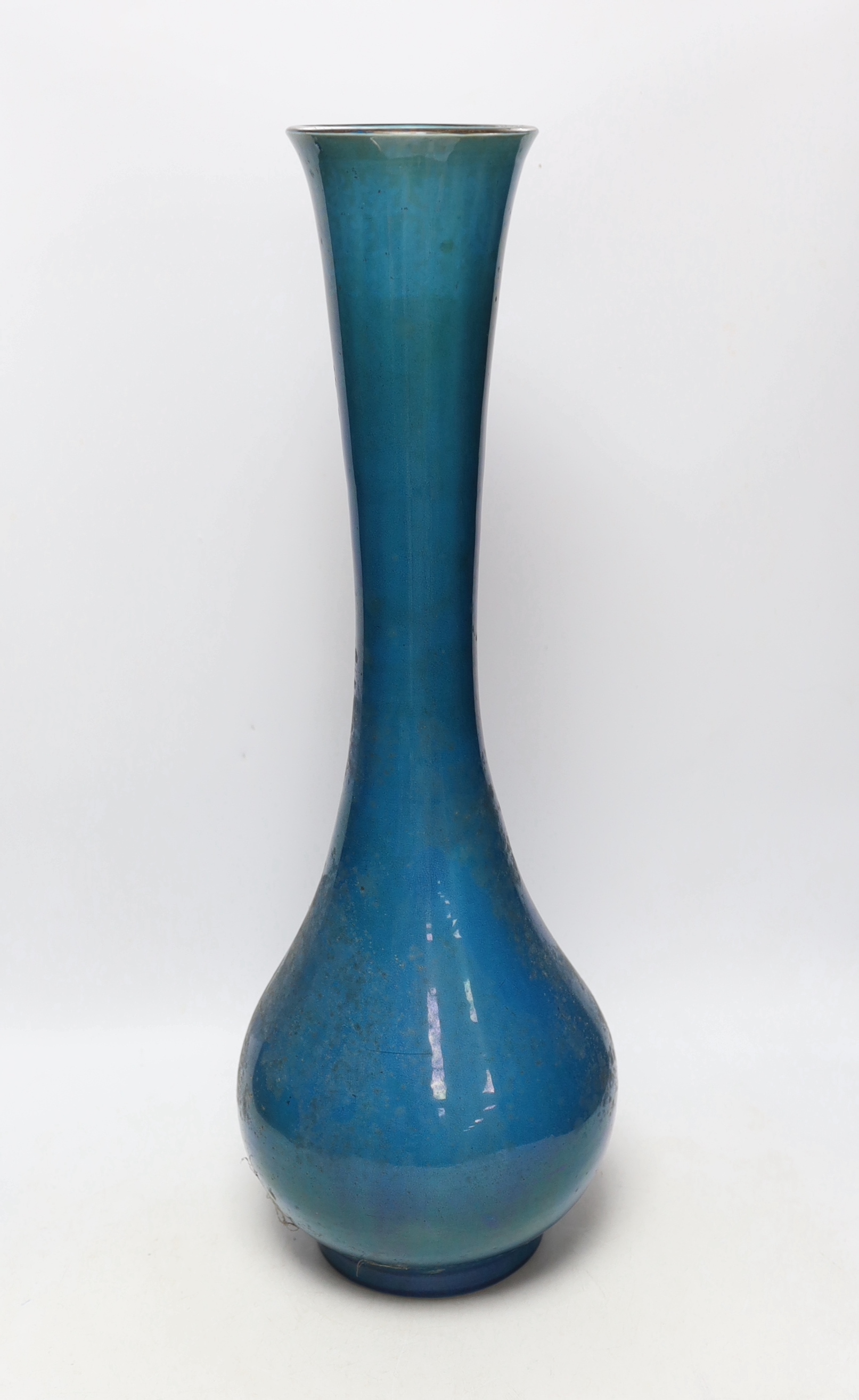 A large Japanese turquoise glazed vase, 59cm high